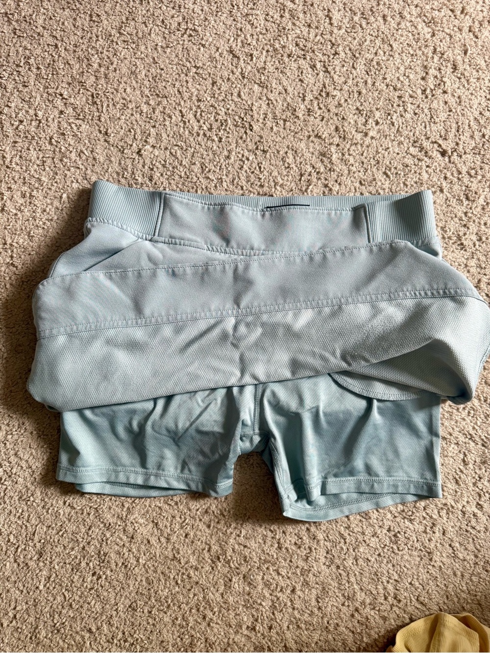Light Blue Women's Mini Skirt with Elastic Waistband - Picture 3 of 4
